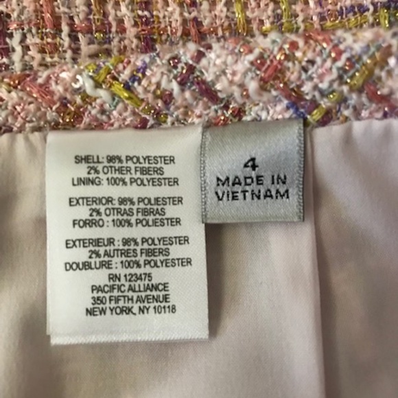 Tahari ASL Pink, Purple, Cream Woven Tweed Skirt Suit. Size 4. New with Tags - Picture 12 of 16